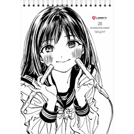Фото для Скетчбук А5 20л Manga 160г/м2 черная и белая бумага