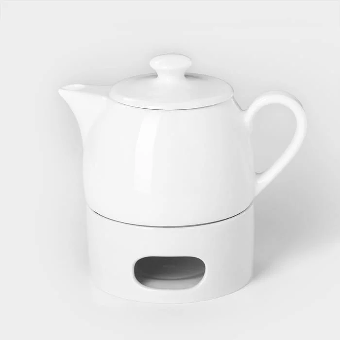 Набор для чая фарфоровый «Практик», 2 предмета: чайник 400 мл с подогревом, 1768867