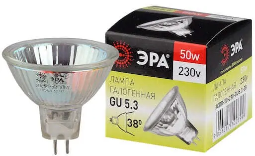 Лампа галогенная ЭРА GU5.3 50W-230V-CI MR16