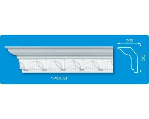 Плинтус потолочный ФОРМАТ 14006 (35х50) мм инжекционный белый 1,3 м