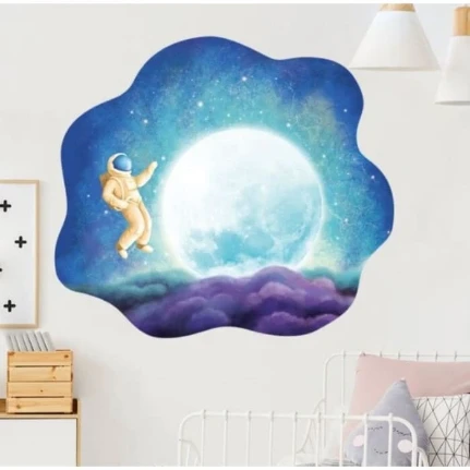 Фото для Наклейка пластик интерьерная "Космонавт и Луна" 30х45 см