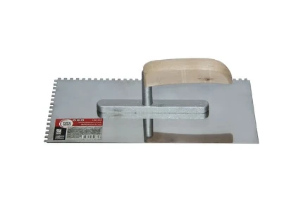 Фото для Кельма 130x270 мм Toolberg, нержавеющая сталь, деревянная рукоятка, зуб 4x4 мм, 1401204