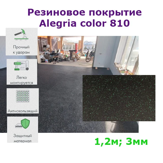 Резиновое покрытие 1,2м 3мм Alegria color 810 противоскользящее
