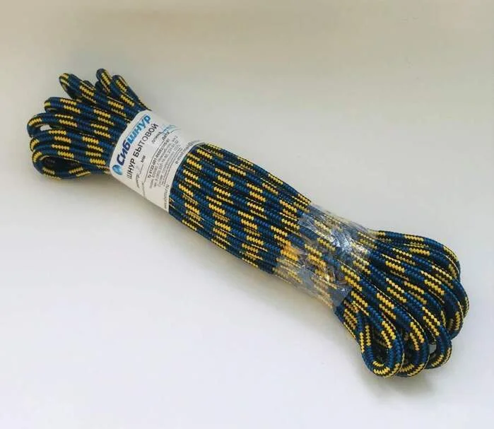 Шнур (веревка) полипропилен плетеный, d=8мм, 10м, бытовой, с сердечником