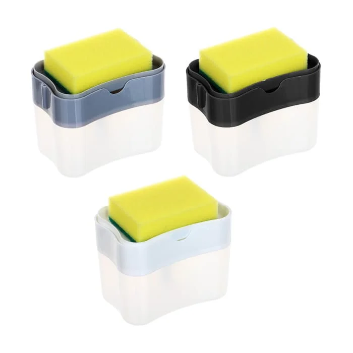 Дозатор для моющего средства с губкой, пластик, 14x10,5x9см, Vetta, 441-196