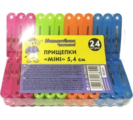 Фото для Прищепки Мамонтенок Чистолюб MINI 5.4см набор 24шт D1002-24