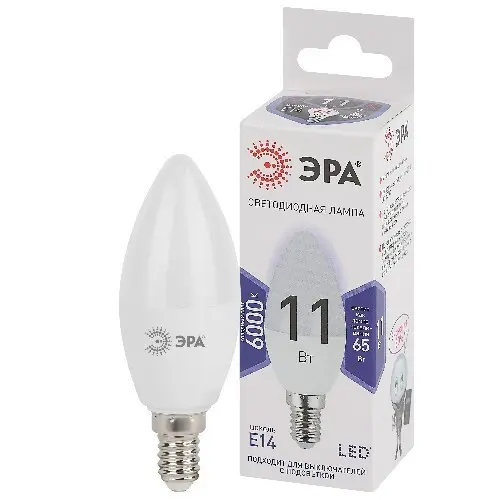 Лампочка светодиодная ЭРА STD LED B35-11W-860-E14 свеча холодный дневной свет