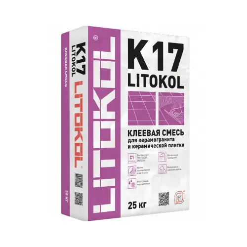 Клей для плитки и керамогранита LITOКOL K17 (класс С1) 25 кг