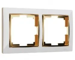 Рамка Werkel на 2 поста белый/золото WL03-Frame-02