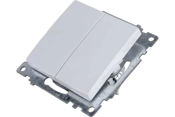 Выключатель 2-клавишный STEKKER механизм, GLS10-7104-01, 250V, 10А,Катрин, белый 39300
