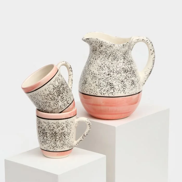Набор керамической посуды "Персия", 3 предмета: кувшин 1.5 л, кружка 350 мл, розовый, 9285192