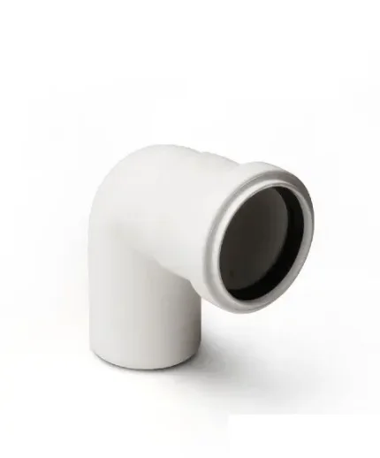 Отвод канализационный ПП Ду 50 мм/ 90° с кольцом белый шумопоглощающий