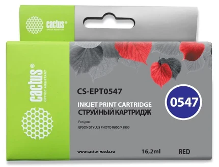 Фото для Картридж Цв. Совместимый Epson R800 Cactus CS-EPT0547 T0547 красный