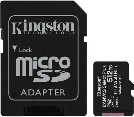 Фото для Карта памяти Micro-SD 512Gb Class 10, Kingston SDCS2/512GB Canvas Select Plus + adapter