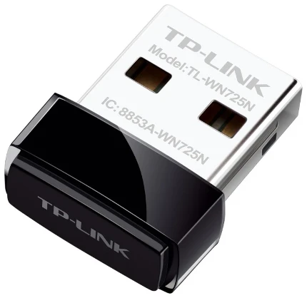 Фото для Сетевая Карта (USB 2.0) TP-LINK TL-WN725N (802.11n), 150 Мбит/с, 2.4 ГГц, антенна - внутренняя, передатчик - 20 dBm