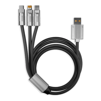 Фото для Дата-кабель 3-в-1 супертолстый BOLD TYPE C+LIGHTNING+MICROUSB черный,, 1 м, Smartbuy (IK-312QBOM)