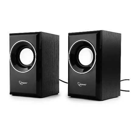 Фото для Колонки Gembird 2.0 SPK-204, МДФ, черный, 6 Вт, регулятор громкости, USB-питание