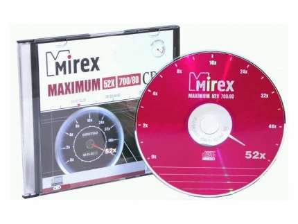 Фото для Диск CD-R 700Mb 52x Mirex Maximum тонкий пластик UL120052A8S (4607001201229)