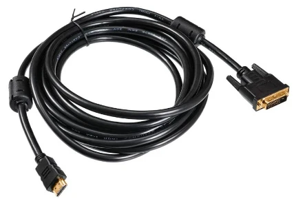 Фото для Кабель HDMI (m)/DVI-D (m) 5м. Buro с ферритовыми кольцами, Позолоченные контакты (HDMI-19M-DVI-D-5M)