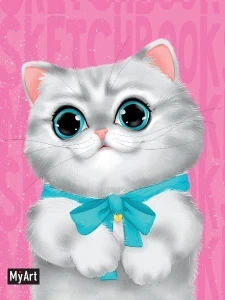 Фото для ЗАПИСНАЯ КН СКЕТЧБУК А6 80Л "MYART" 100 Г/М2 СЕРЫЙ КОТИК 118*150ММ 