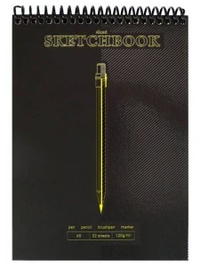 Фото для СКЕТЧБУК НА ГРЕБНЕ А5 32 Л 120Г/М2 "PENCIL SLICED BLACKOUT" ОФСЕТНАЯ ЧЕРНАЯ БУМАГА
