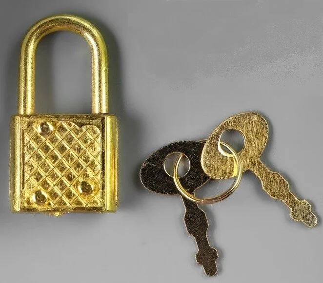 Замочек с ключиком для шкатулки металл С286 золото 3,1х1,7 см