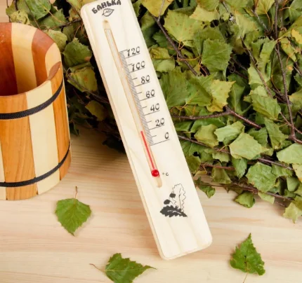 Деревянный термометр для бани Классика, спиртовой, малый, 683801
