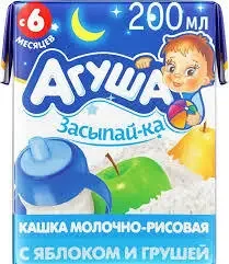 Фото для Каша Агуша Засыпайка 200мл 2,7% молочно /рисовая с яблоком и грушей *10 БЗМЖ