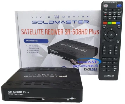 Фото для Спутниковый приёмник GoldMaster SR-508HD Plus DVB-S/S2, Wi-Fi, USB, сатфиндер, Conax (подходит для Телекарты)