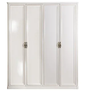 Шкаф "НАТАЛИ" 4-дверный (2+2) без зеркал белый глянец