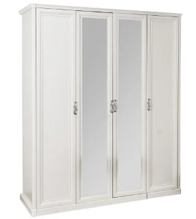 Фото для Шкаф "МИШЕЛЬ" 4-дверный (2+2) с зеркалом белый матовый