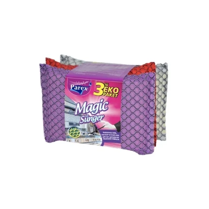 Фото для Губка д/посуды Парекс 3шт Меджик из микрофибры *24 Турция