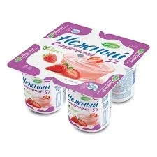 Фото для Продукт йогуртный Кампина Нежный 4*100гр 5% с соком клубники БЗМЖ*24