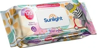 Фото для Салфетки влажные Санлайт Бэби Эко 120шт Лиса/Мишка/Жираф*6