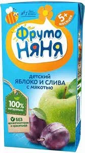 Фото для Нектар ФрутоНяня 200мл яблоко/слива с мякотью*18