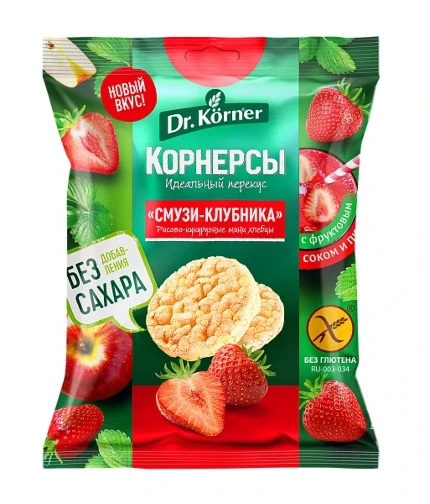 Фото для Мини хлебцы рисово кукурузные Доктор Кернер 40гр Смузи Клубника*14