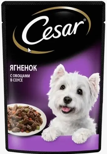Влажный корм для собак Cesar 85г ягненок с овощами в соусе