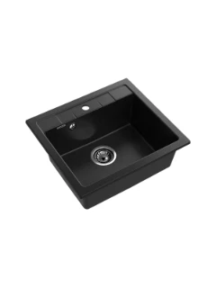 GRANFEST Мойка мрамор QUADRO GF-Q--650L, прямоугольная, 650*500мм, (Черная)