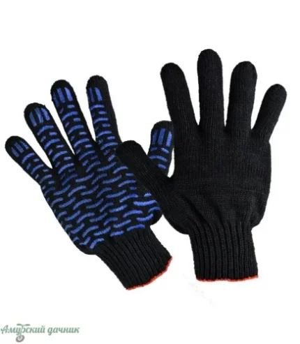 Фото для Перчатки Х/Б(60%) с ПВХ(40%) Черные Люкс ВОЛНА 10/6, 148 текс/52-54г.(ок.красн.ручн)/10