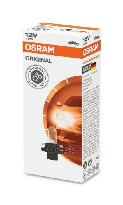 Фото для А/Лампа С Патроном 12v 1,2w Bx8,4d Osram 2351mfx6 (Для Подсветки Приборов) Osram арт. 2351MFX6