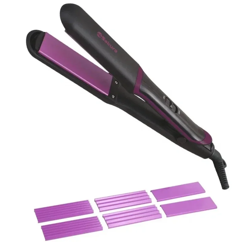 Выпрямитель для волос SAKURA SA-4529Р (40Вт,4 насад-мелкое и среднее гафре,выпрямление и завивка)