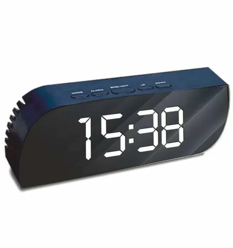 Часы электр.SA-8528 (светодиод,зерк.дисплей,будильник,2 реж.яркости)