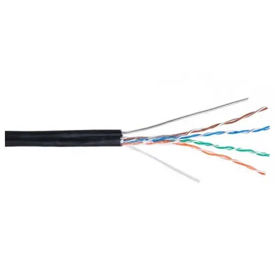 Фото для NETLAN U/UTP 4 пары cat.5E на тросу (однопроволочный),РЕ, CU 305м.черный