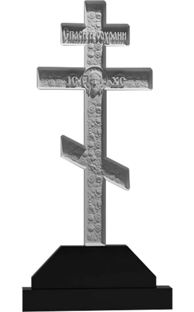 Памятник крест на могилу. Гранитные памятники вертикальные резные черные ВАР-240 (премиум-класс)