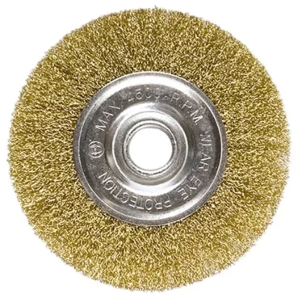 Фото для Щетка для УШМ плоская 150 мм колесо (латунированная витая проволока)