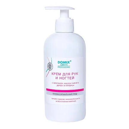 Фото для Домикс Крем для рук и ногтей с кератином, маслом чайного дерева и серебром 500 мл,арт102638