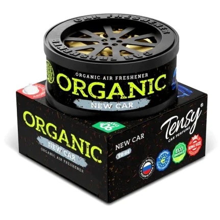 Фото для Ароматизатор на торпедо Tensy Organic Новая машина, с растительным наполнителем, баночка 20г, арт. TO-04