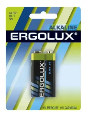 Фото для Батарейка Крона 9V щелочная LR61 1шт Ergolux