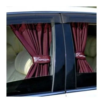 Комплект штор на окна а/м, 2 шт., размер LL, 60 см., бордовый "PREMIUM" 300-06 D.WINE