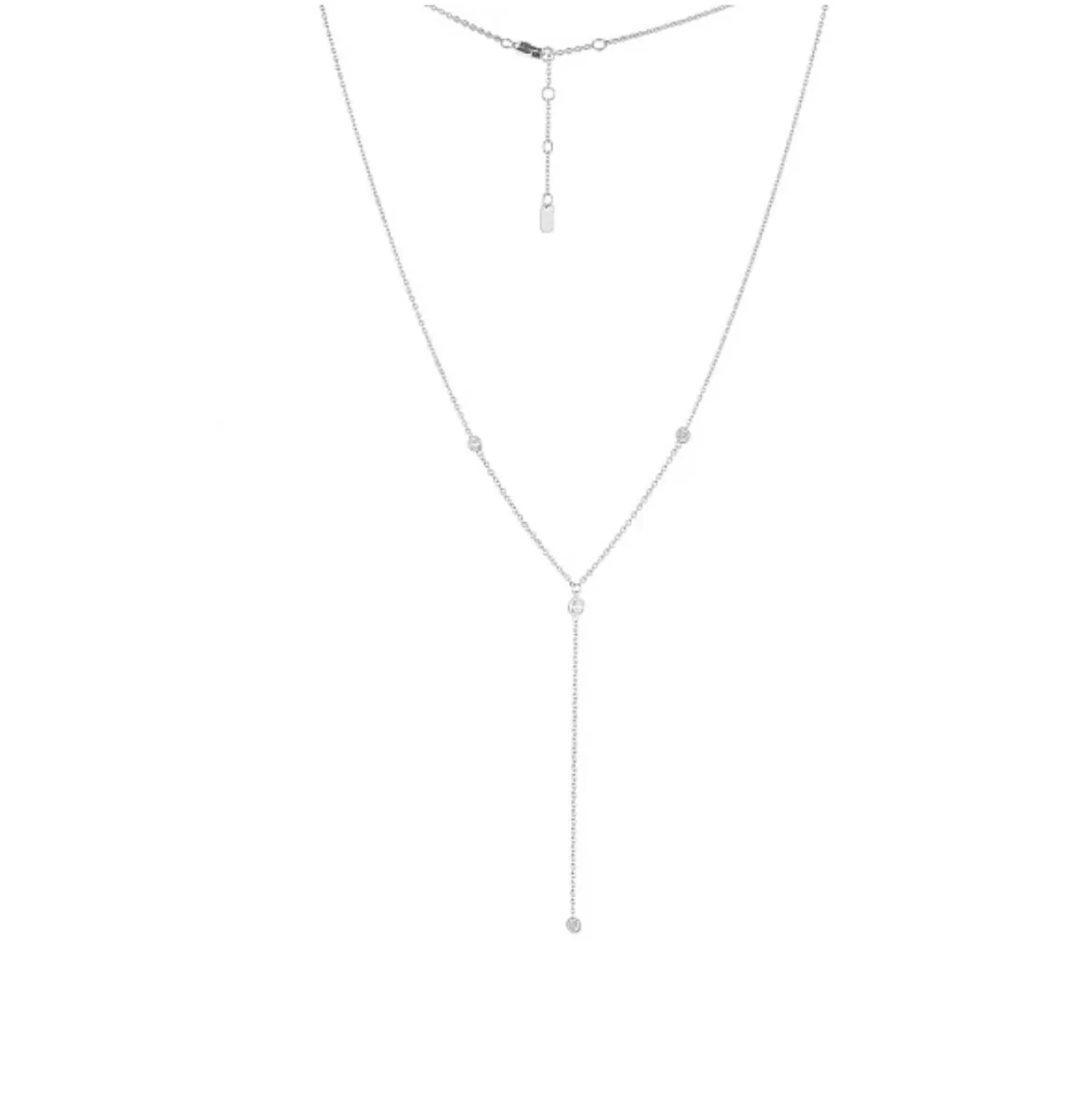Серебряное колье-галстук с фианитами MIE